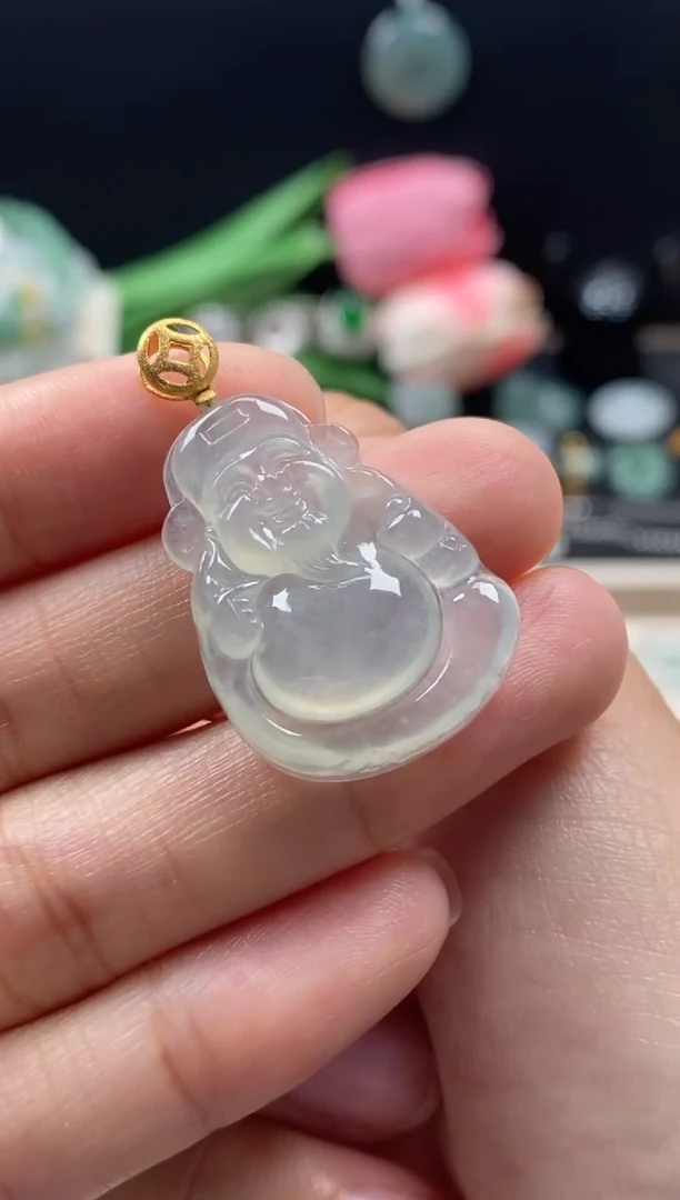 【闪购商品】翡翠颈饰18K金镶嵌翡翠冰种裸石