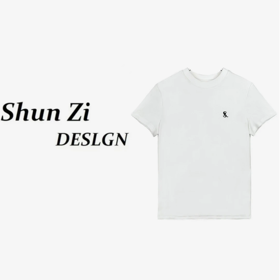 顺子/SZ25012 欧美时尚百搭显瘦针织刺绣打底短袖T恤