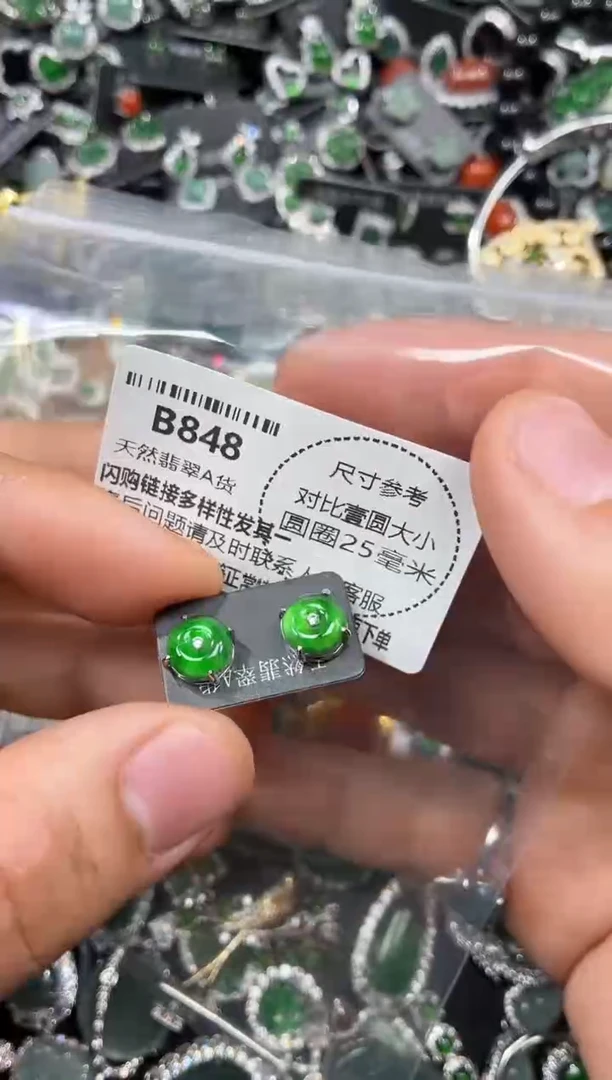 颈饰未镶嵌翡翠B848耳钉