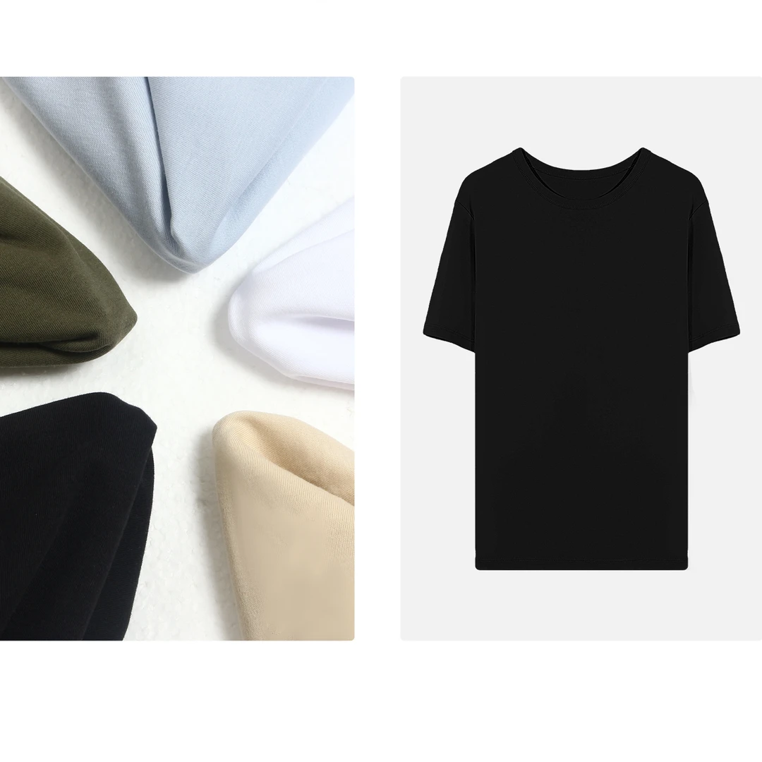 凯特丝蓓194#高奢"五色"夏品纯色圆领时尚百搭男女同款短袖1-817