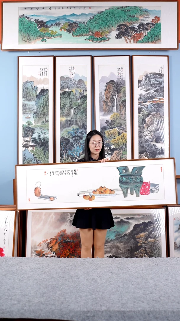 【闪购商品】国画阿里丁《盛世吉安》手绘带框162*47