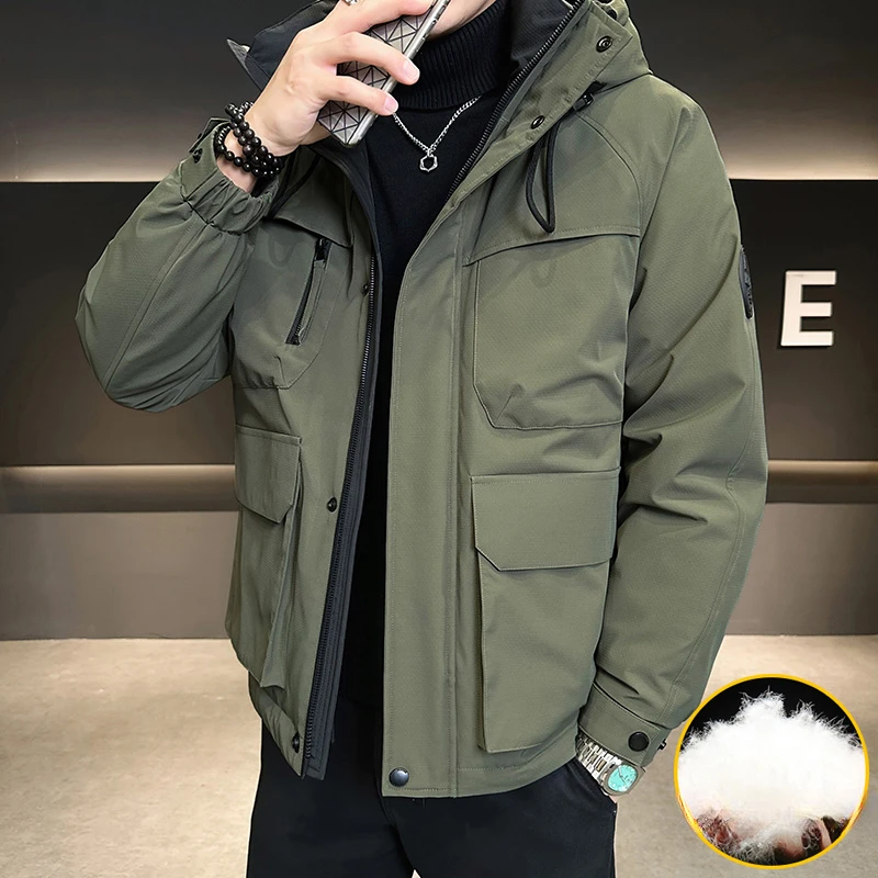 新款男士连帽羽绒服时尚百搭潮流宽松帅气厚款连帽羽绒服206