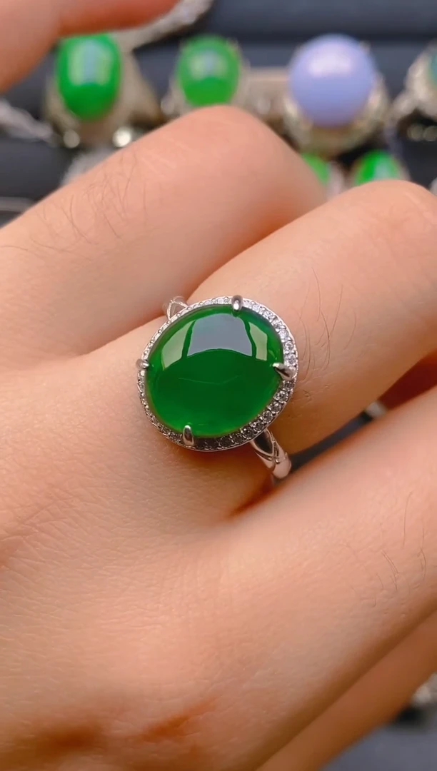 【闪购商品】翡翠戒指银S925镶嵌天然A货翡翠1