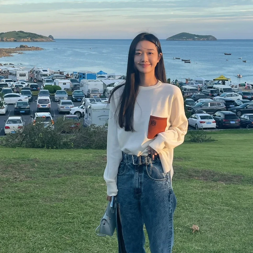 全新未使用 LOEWE/罗意威 胸前口袋圆领长袖卫衣/XS