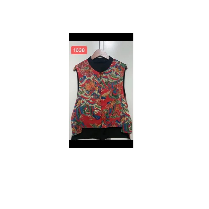 1638新中式国风立领盘扣双面穿马甲