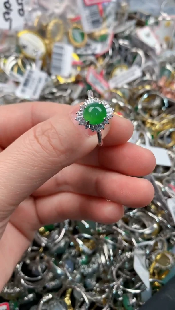 银S925镶嵌戒指翡翠111   9