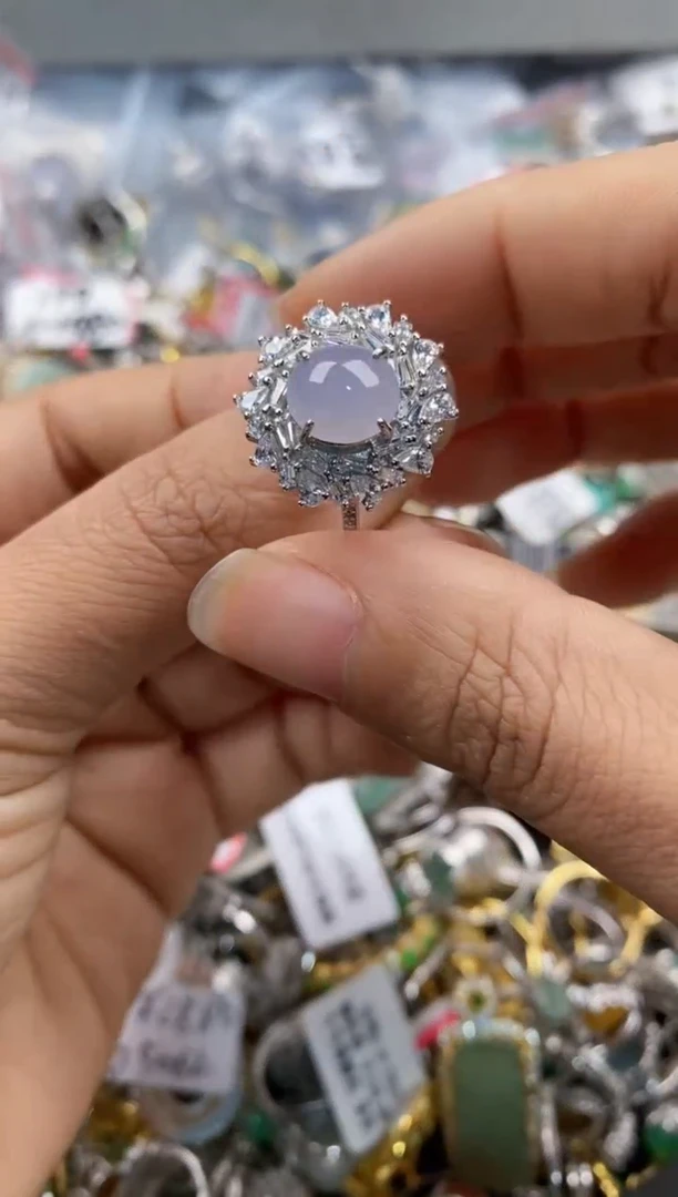 银S925镶嵌戒指翡翠333---8