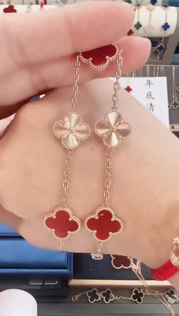 【闪购商品】玛瑙/玉髓手链18K金镶嵌18k金红玛瑙间镭射手链