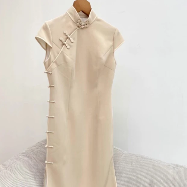 古法手工制作醋酸长旗袍M22LQ001