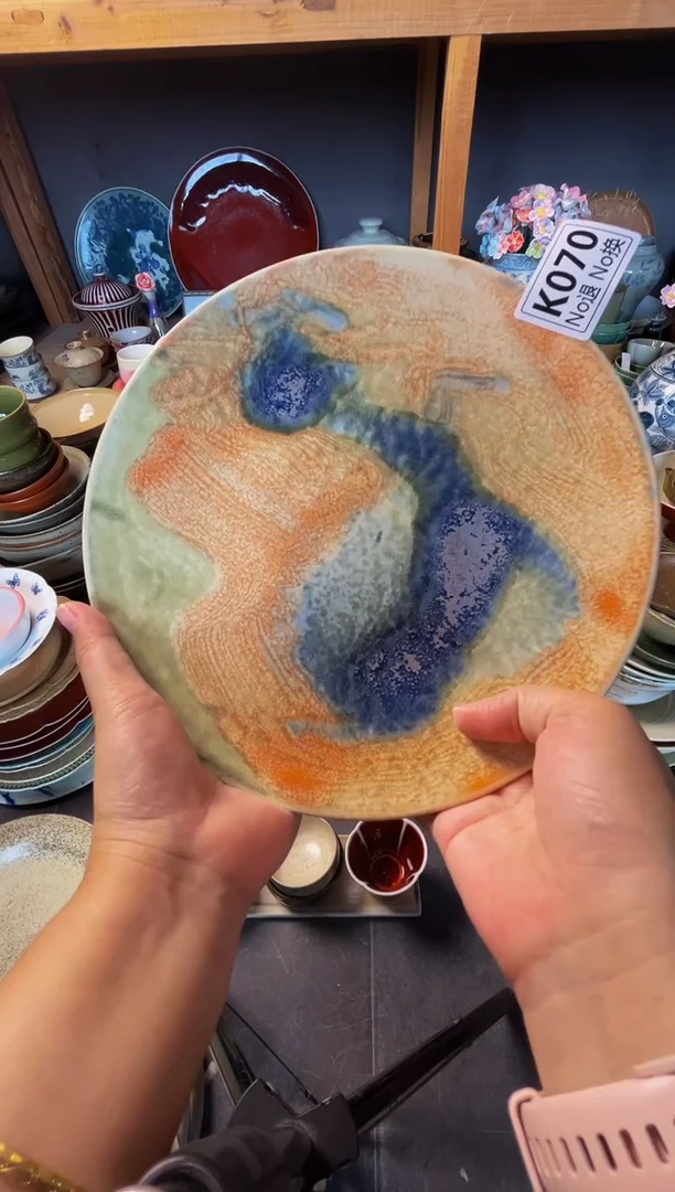 瓷片?**?k070微瑕手绘直边碟