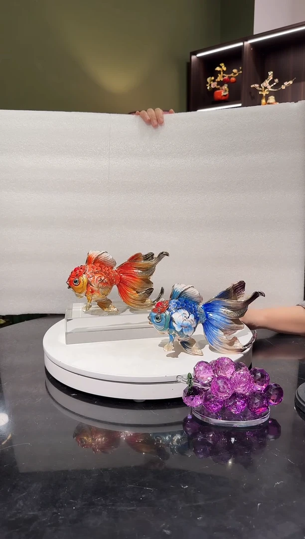 合金珐琅彩   一对金鱼