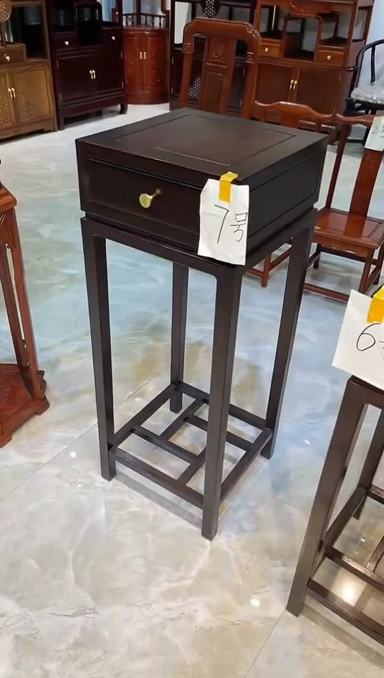 花梨木类成套家具黑檀木带抽花架38*38*98