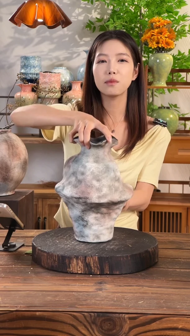 【复古红棕-异形禅意瓶】陶瓷花瓶侘寂风客厅插花花器客厅玄关装饰