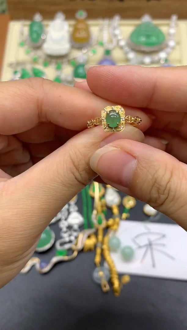 翡翠戒指18K金镶嵌123-中国好珍宝