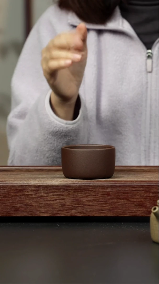紫砂茶杯老紫泥 宽口杯
