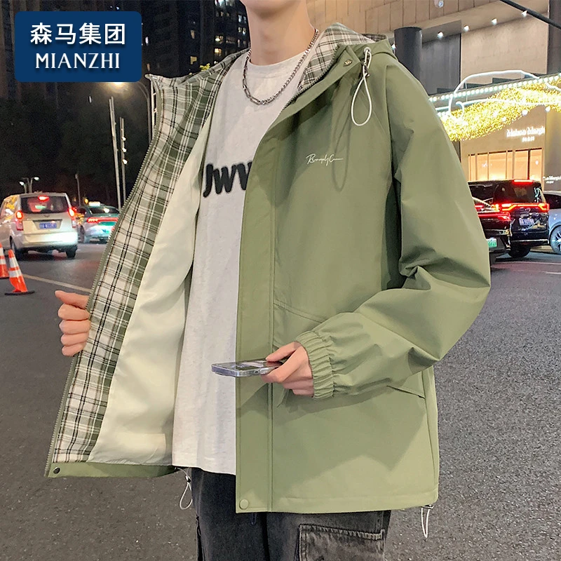 棉致夹克男士春秋季2025新款百搭潮牌连帽时尚宽松美式休闲上衣服