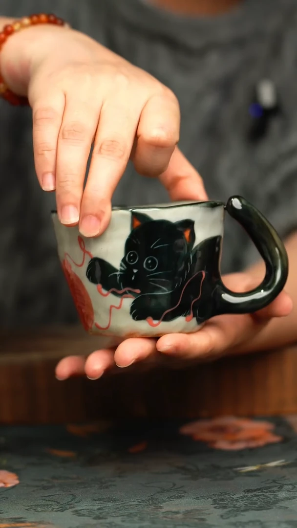 杯釉下彩手工手绘同款陶器