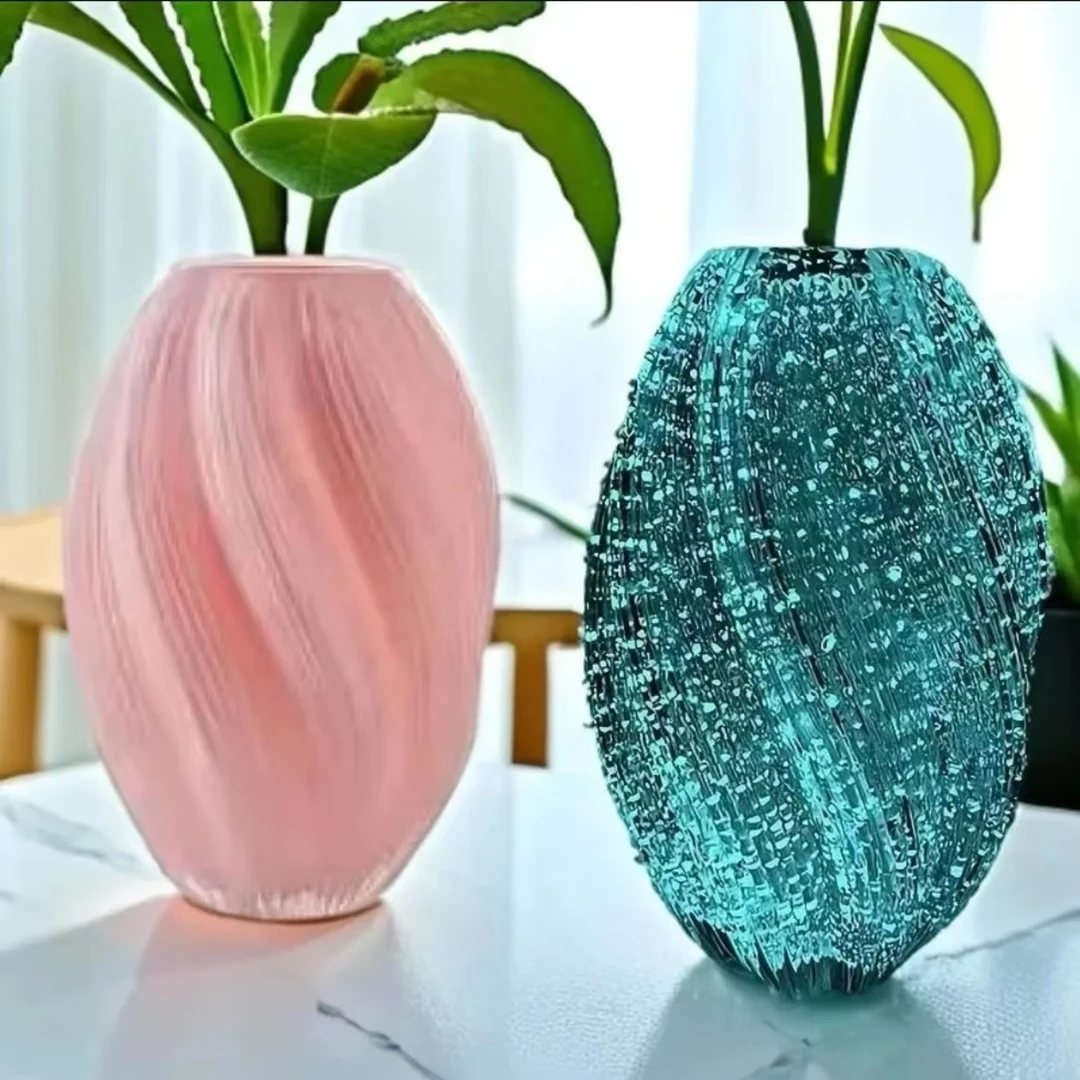 大号简约麦芽糖家居玻璃花瓶大号插花高档仿真花器客厅餐桌摆件