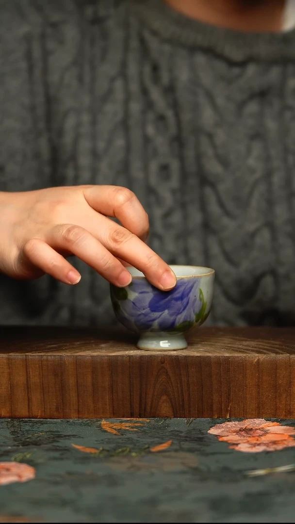 杯釉下彩手工手绘同款陶器