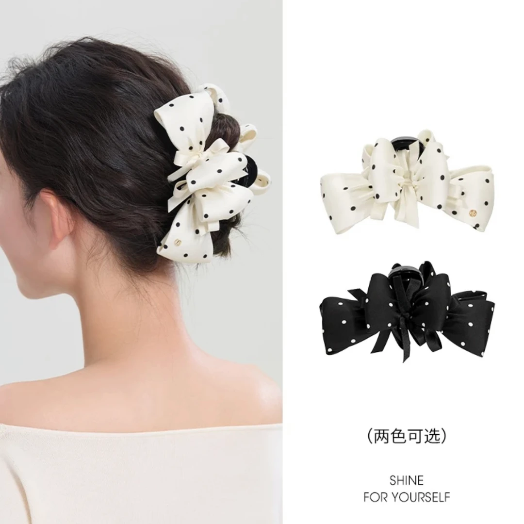 2025新款高级感气质百搭波点褶皱泡泡抓夹女高级感发抓发卡发夹女