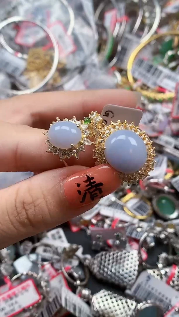 银S925镶嵌戒指翡翠天然A货缅甸翡翠