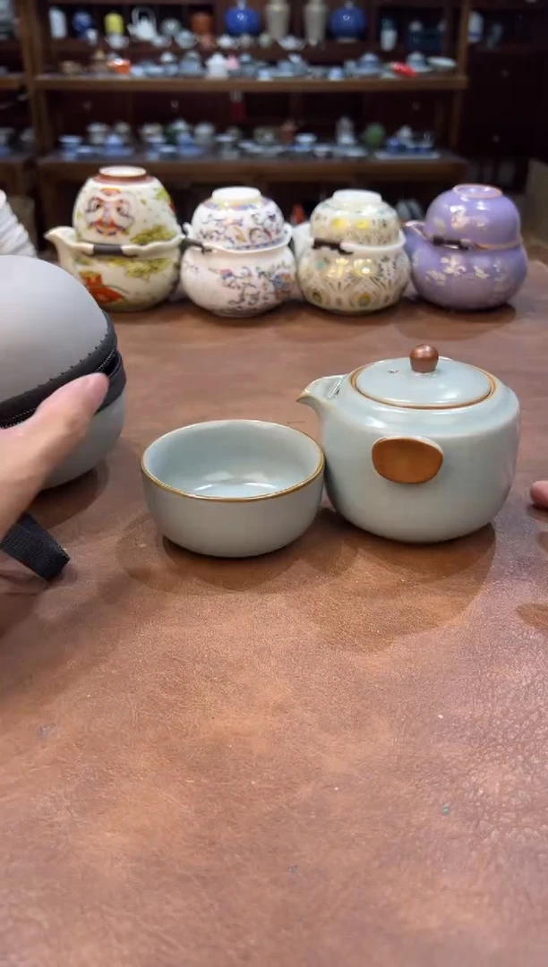真的很便宜超好看会开片的旅行茶具