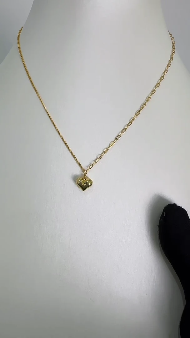 珐琅坠链均足银爱心套链