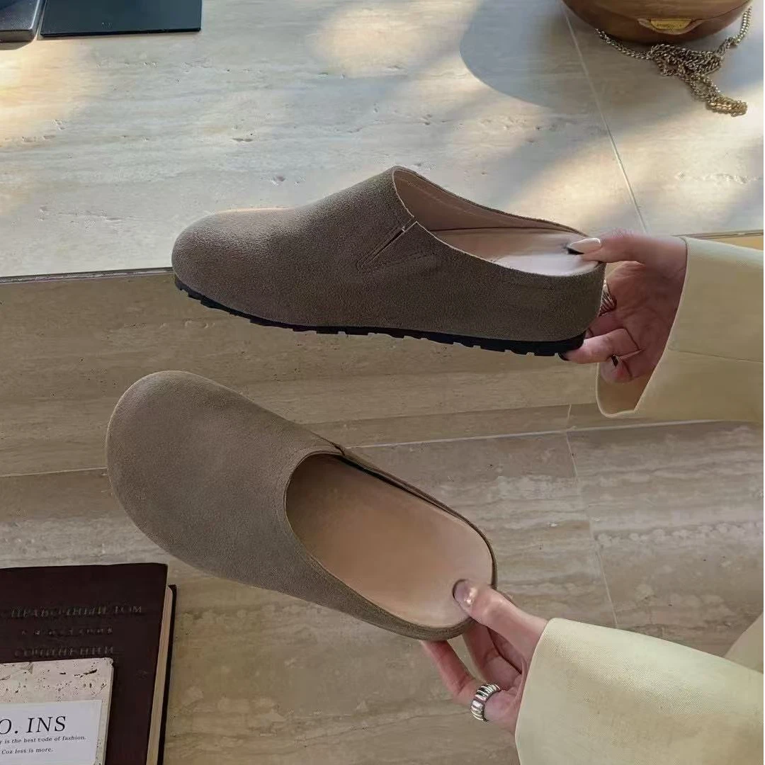 慵懒row~复古风厚底懒人包头半拖女勃肯拖鞋6998-5