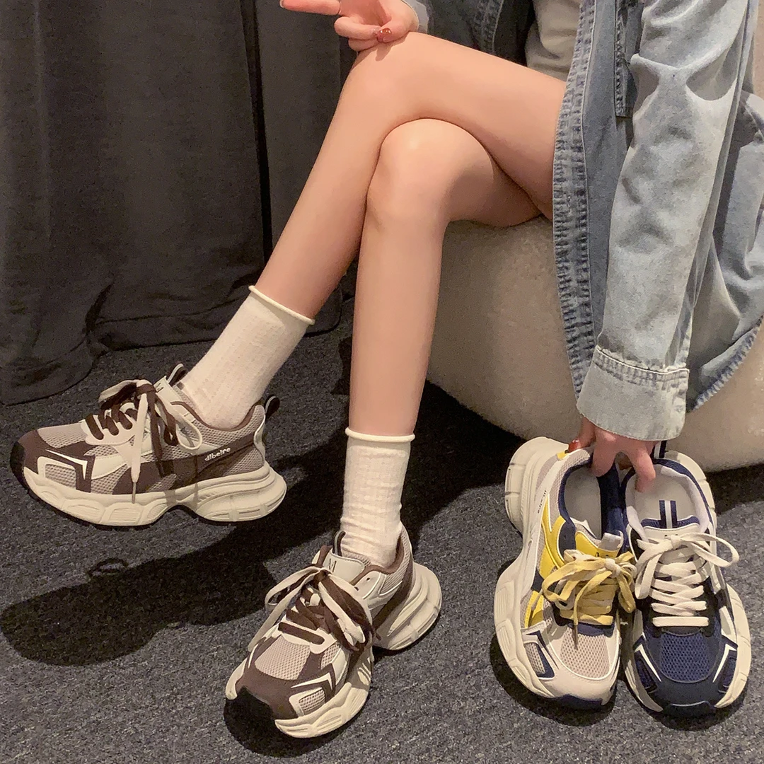 【万达撤柜】厚底增高老爹鞋女2025新款秋季复古百搭通勤爆款运动鞋