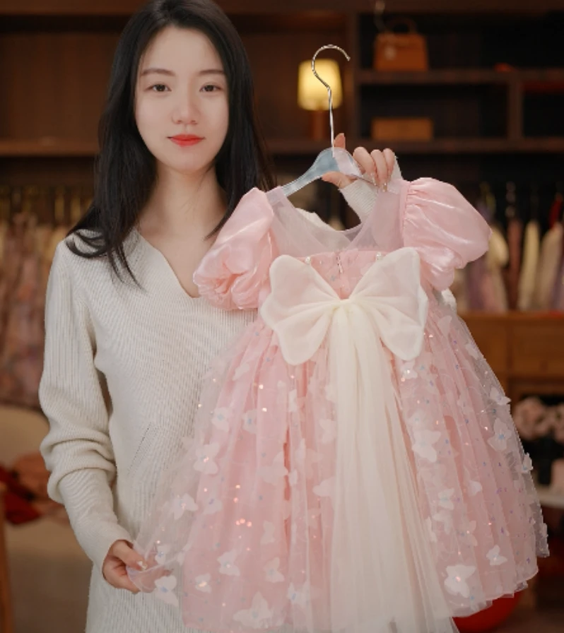 【Y.a8526】2025新款女童洋气礼服宝宝公主裙设计师款气质连衣裙