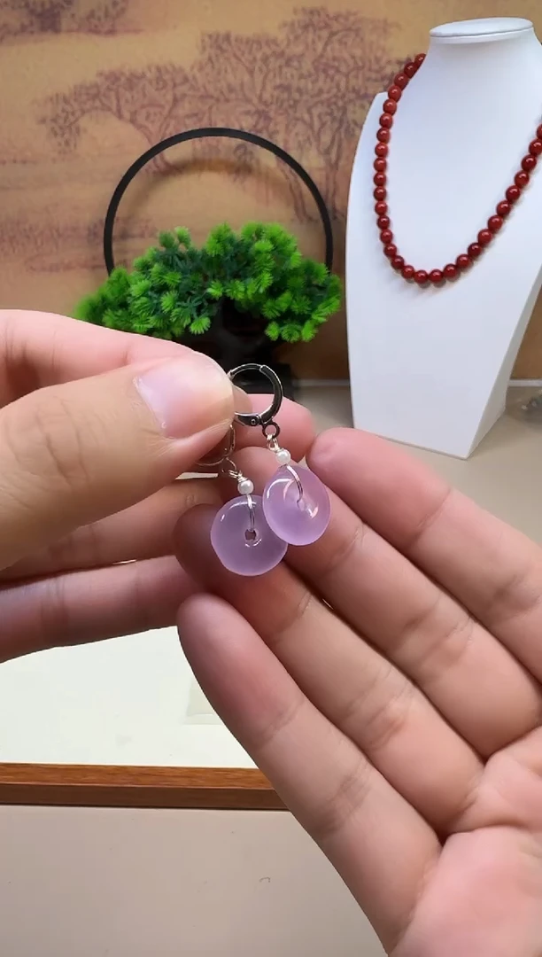 银S925镶嵌翡翠耳饰E05