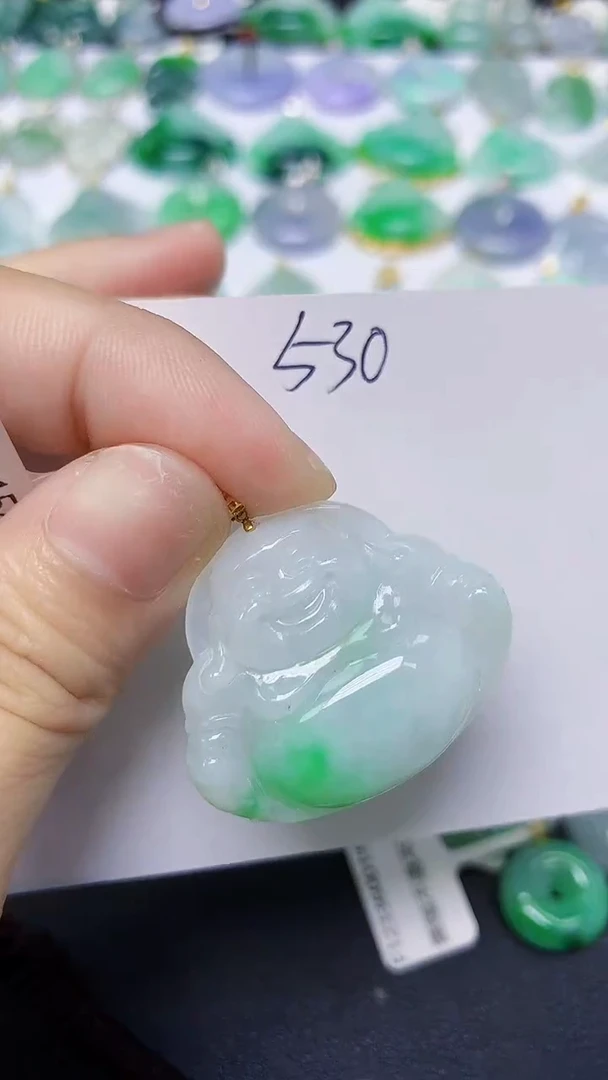 翡翠18K金镶嵌颈饰天然缅甸翡翠A货