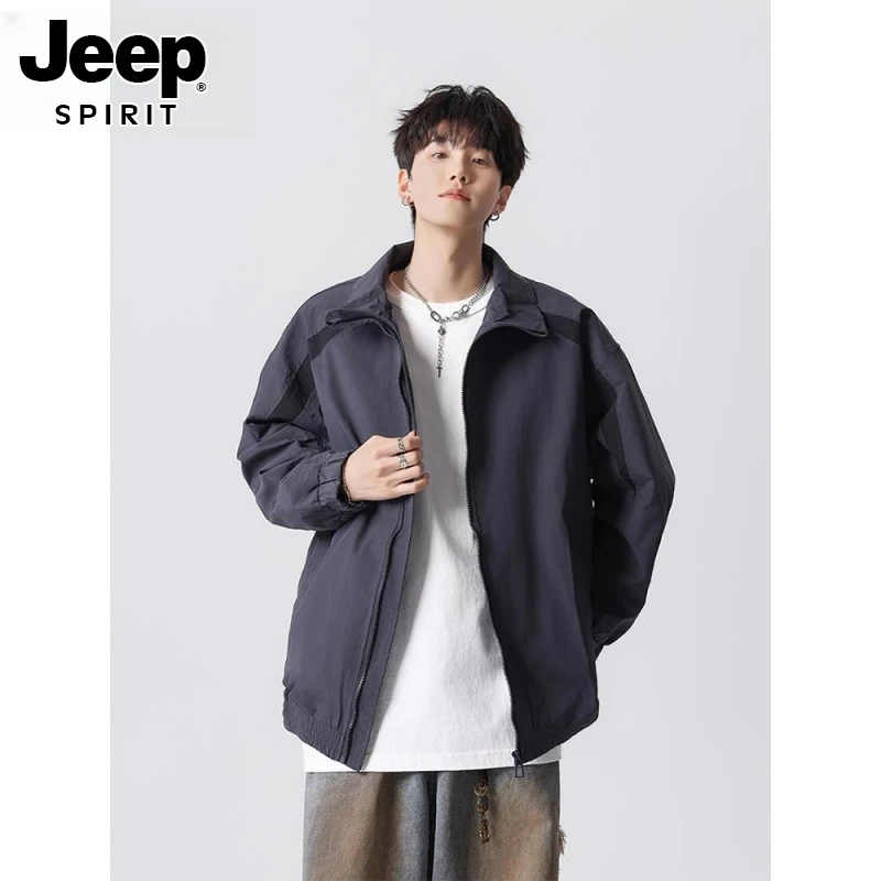 JEEPSPIRIT美式防水夹克外套男女秋高街潮牌防风上衣薄款户外青少