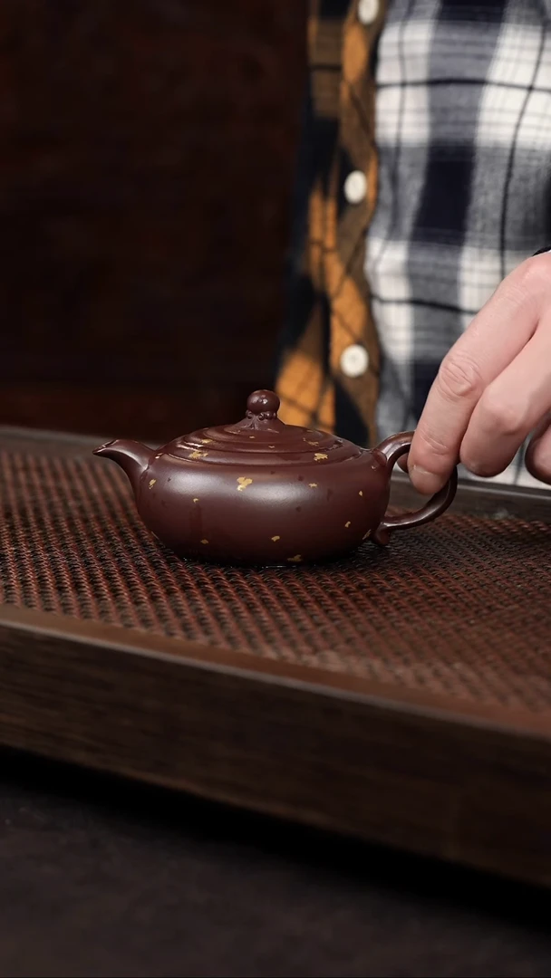 【闪购商品】紫砂茶壶红中泥洒金水波纹