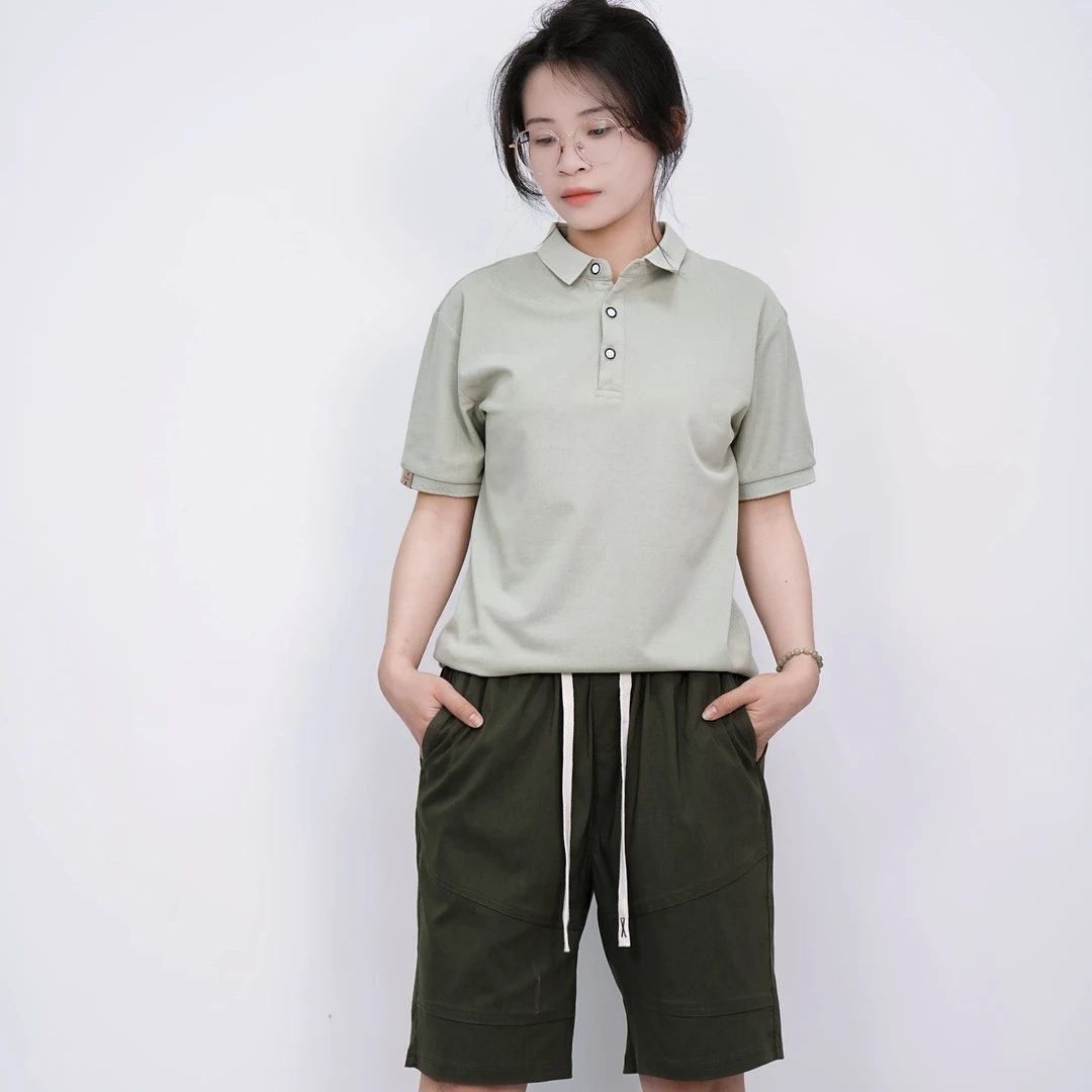 （套装）短袖免烫薄款夏季纯色常规Polo衫t恤潮流简约日系宽松男装