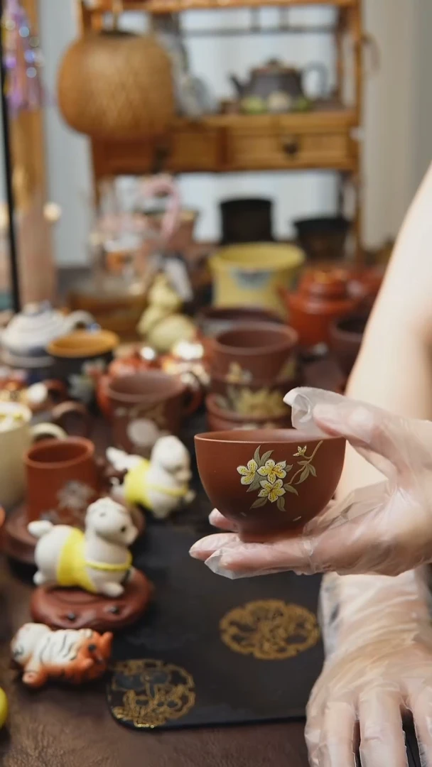 茶杯紫砂朱泥杯子