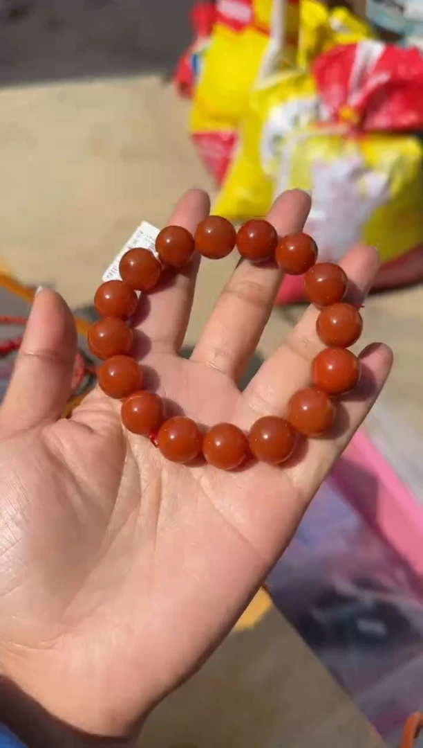 【闪购商品】南红玛瑙珠串未镶嵌原矿无优化辣椒红13mm单圈