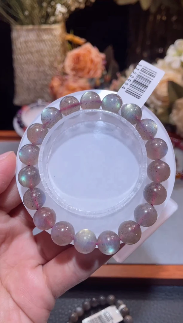 未镶嵌手串拉长石紫红拉长单圈10m+