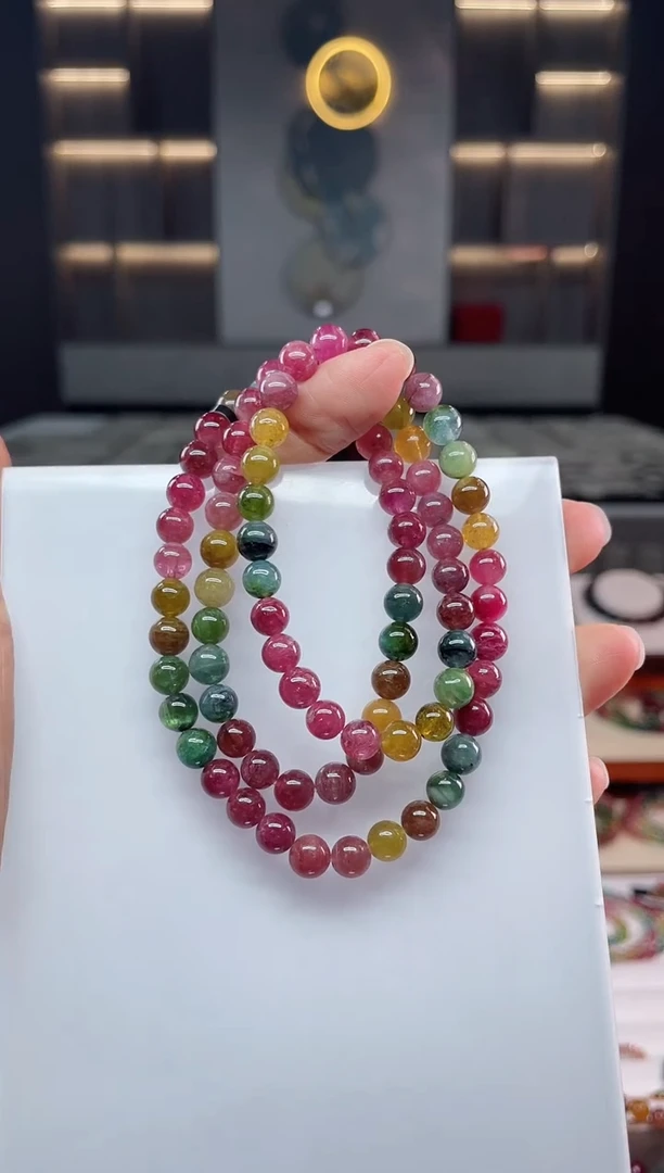 未镶嵌老矿碧玺三圈手串6mm+碧玺（多样性发一条）Q