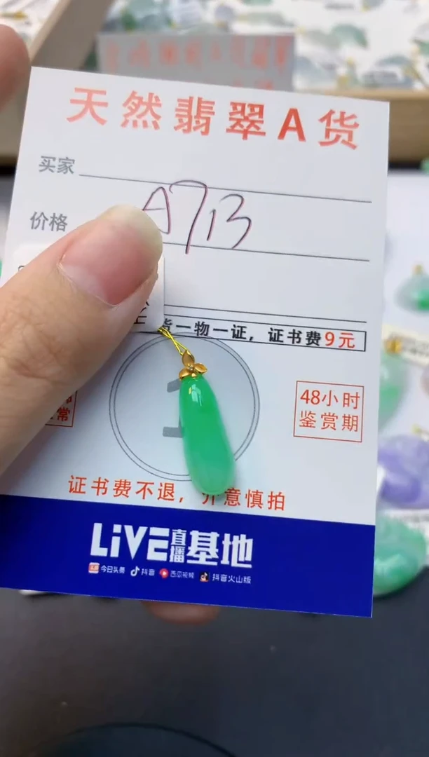 颈饰18K金镶嵌翡翠天然缅甸A货翡翠百元以上9元证书费自理