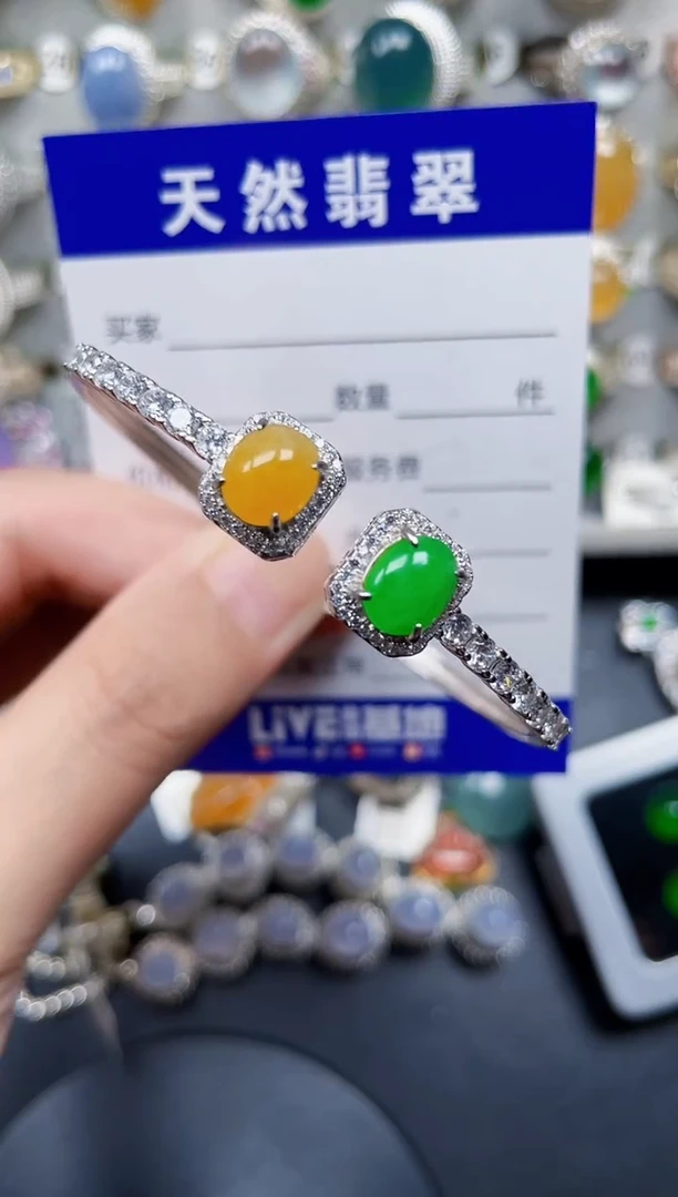 银S925镶嵌手镯翡翠105