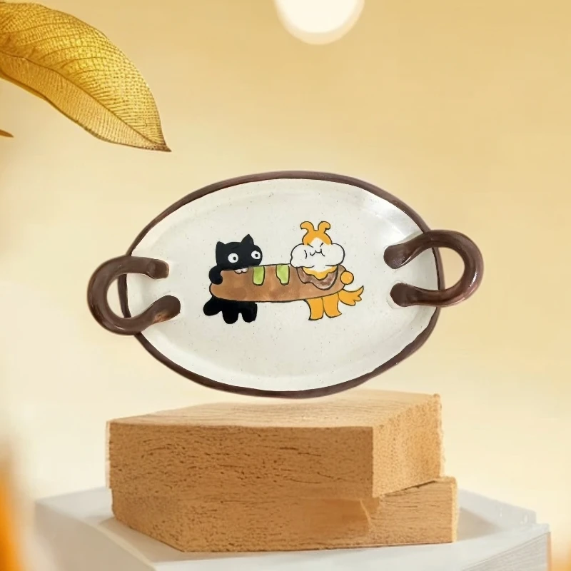 猫咪卡通内绘双耳碟