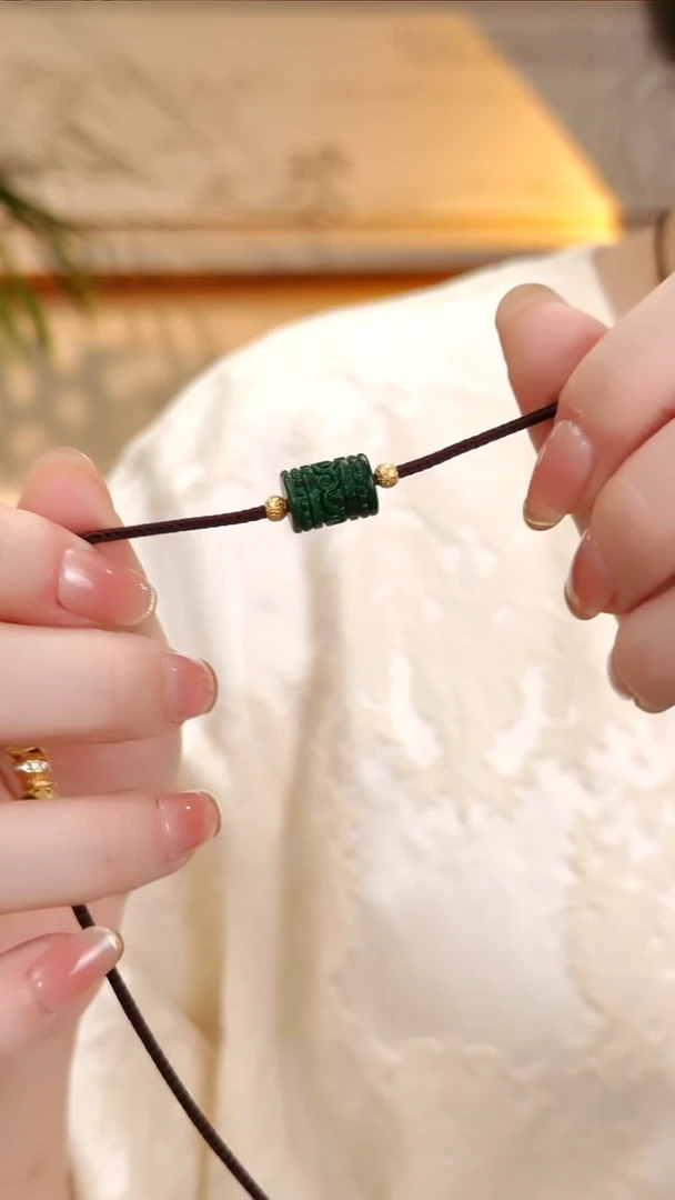 颈饰银S925镶嵌翡翠国风