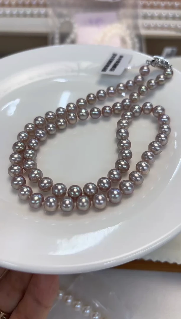 颈饰银S925镶嵌淡水珍珠S6.5-7mm无核彩珠项链