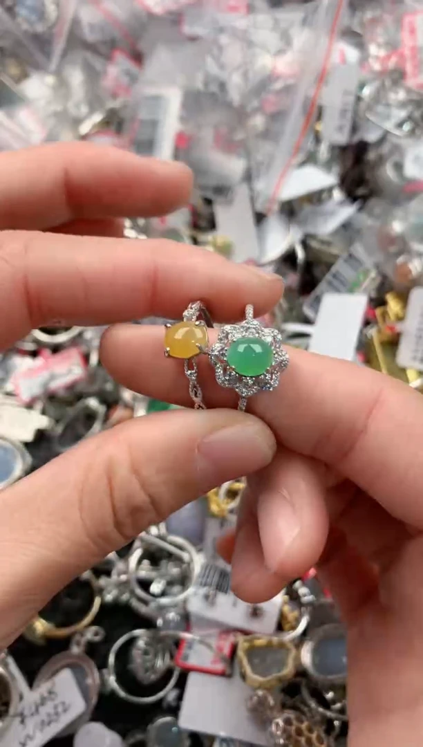 银S925镶嵌戒指翡翠222   4