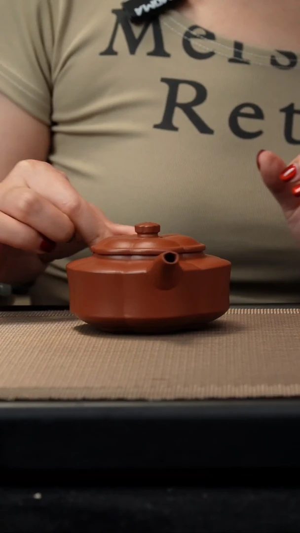 茶壶紫砂生砂朱泥梅花海棠220cc