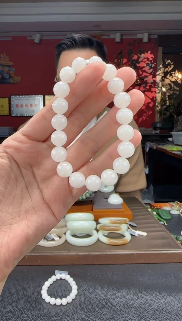 未镶嵌手串和田玉白玉单圈手串