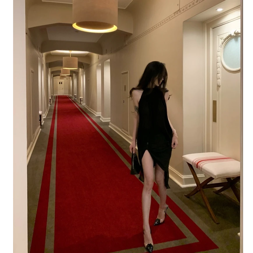 法式气质挂脖飘带衬衫女夏季新款显瘦上衣配不规则半身裙两件套