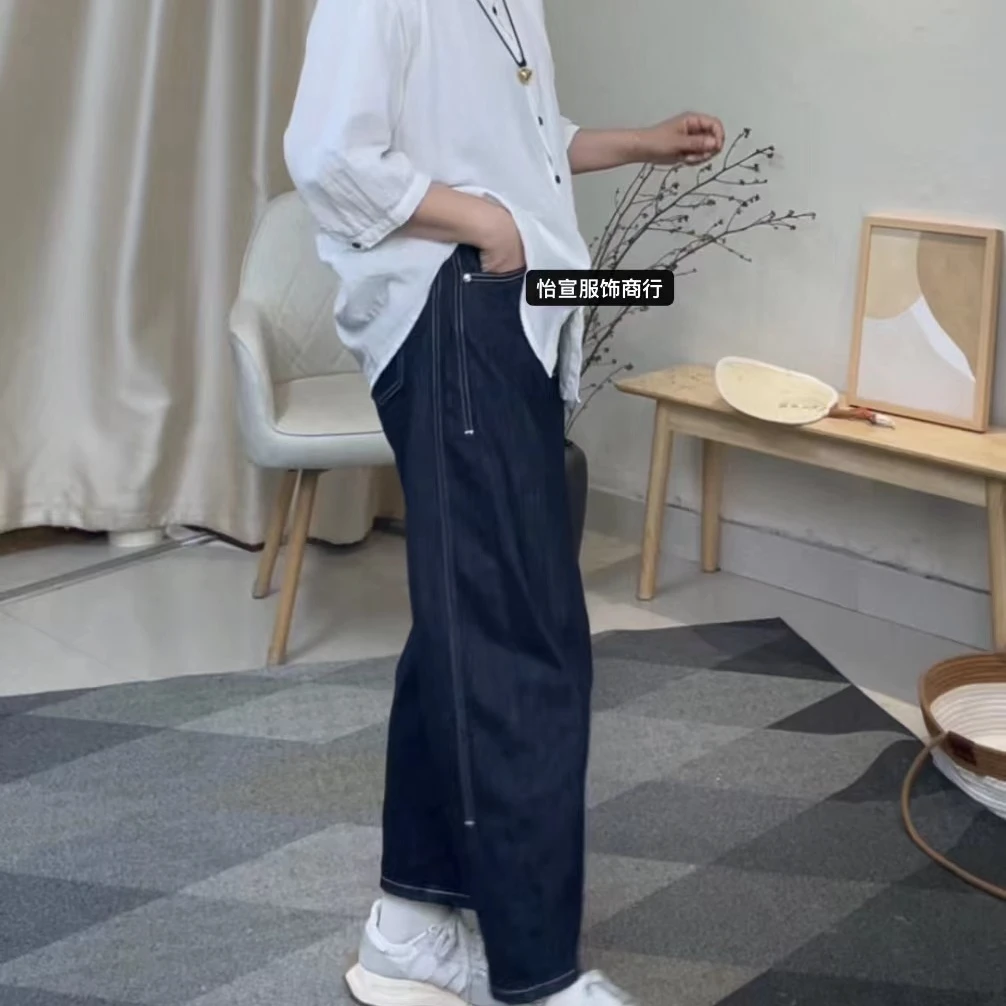 夏款薄款时尚明线设计牛仔裤豌豆裤女