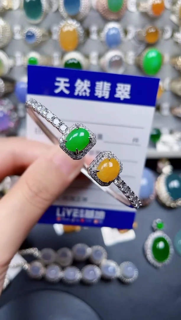 银S925镶嵌手镯翡翠116